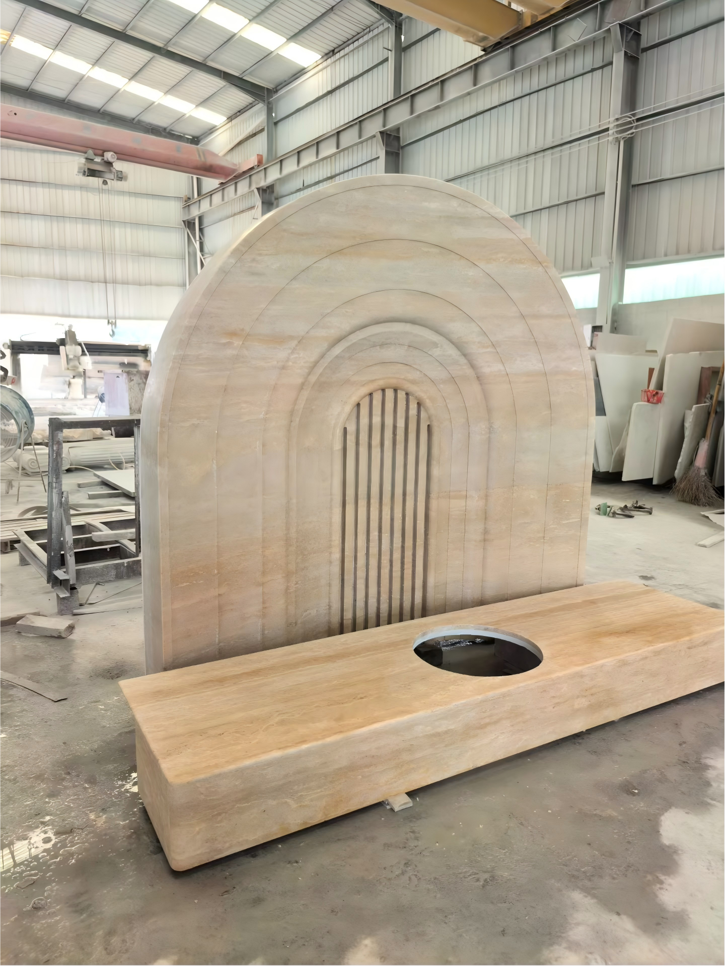 Modern Travertine Fireplace