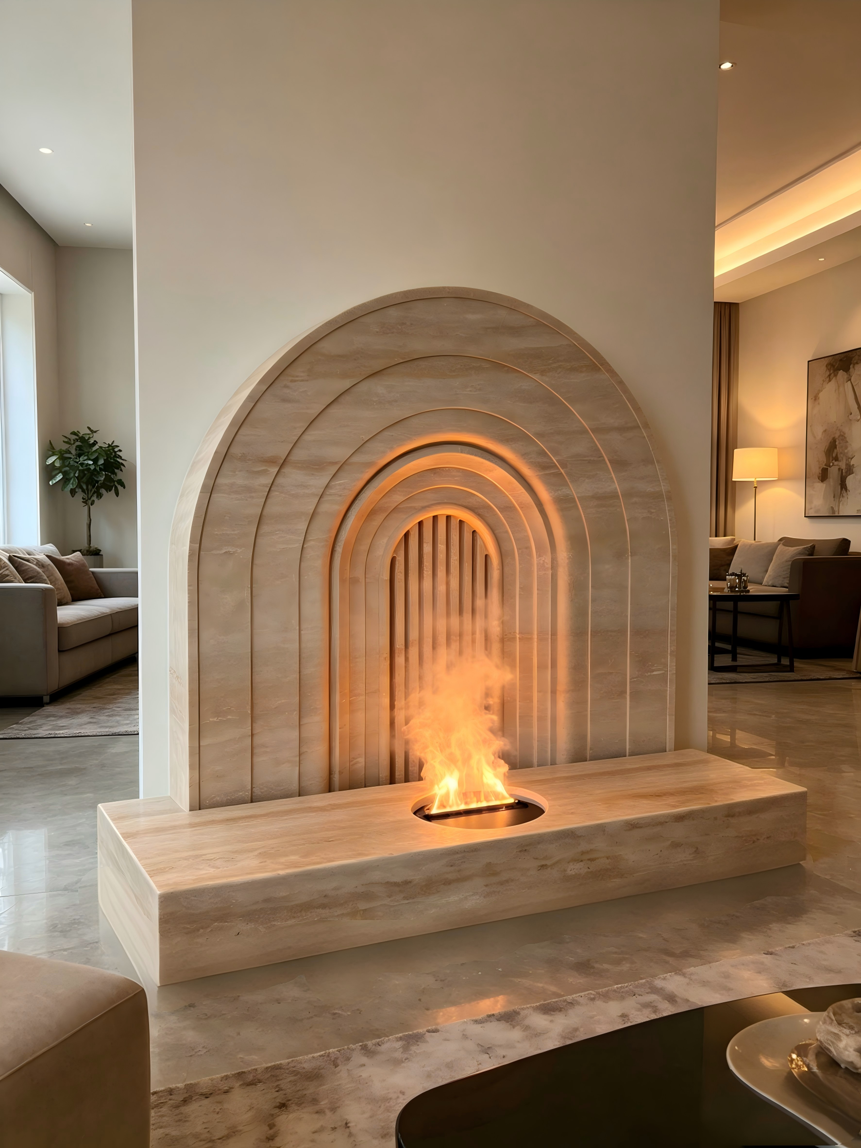 Fireplace meets arch design Xiamen Mega Stone Factory Daily Work