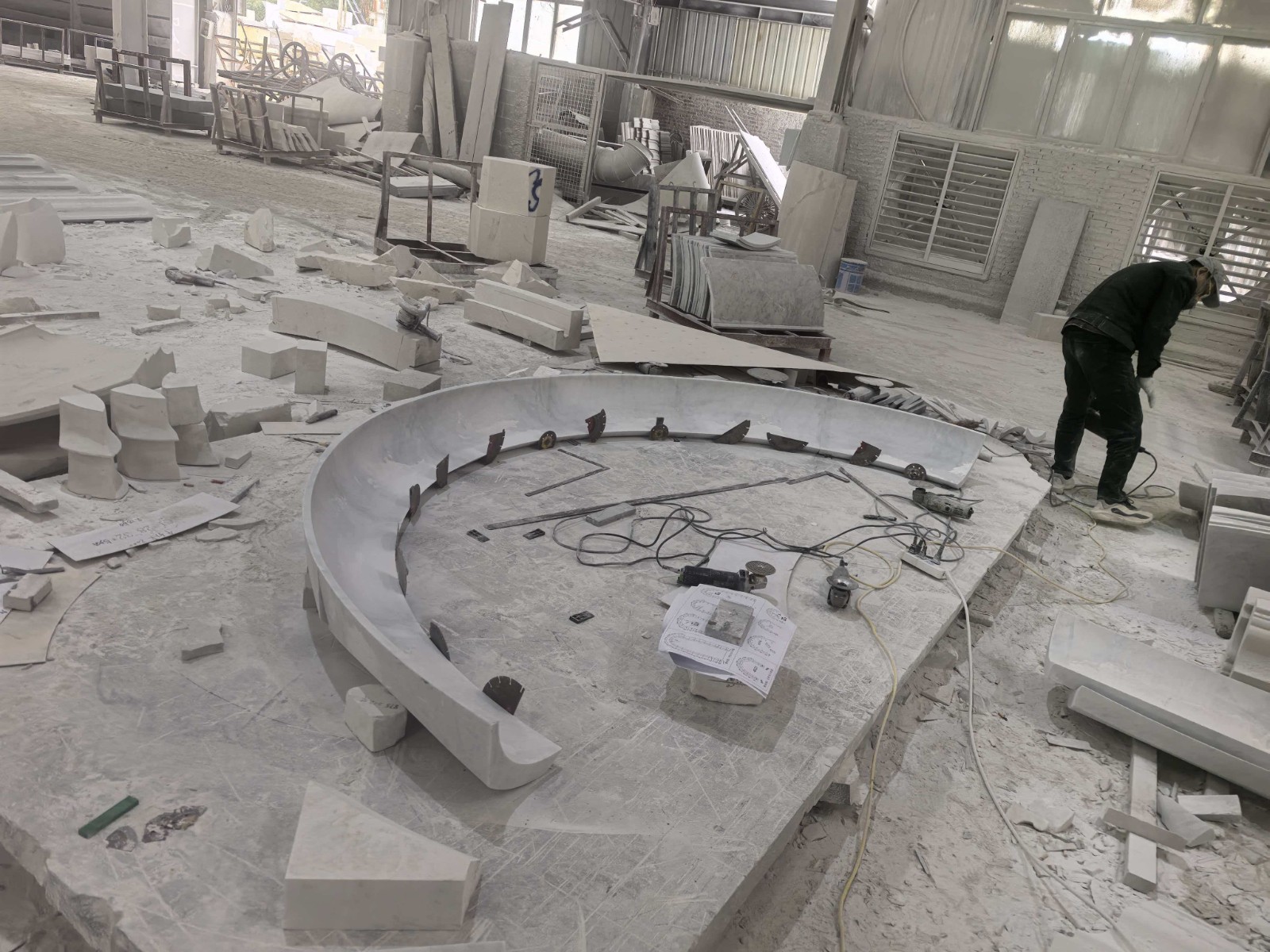 White Carrara Marble Curved Arch Door Surround