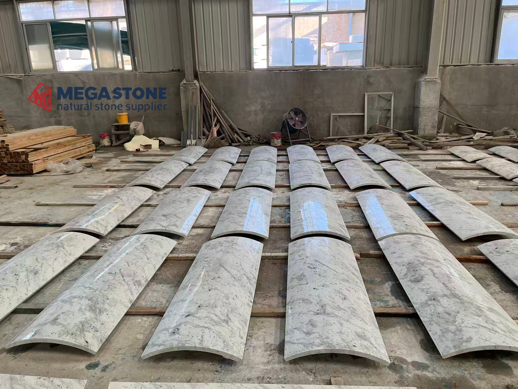 Andromeda White Granite Large Format Curved Panel for Column Cladding