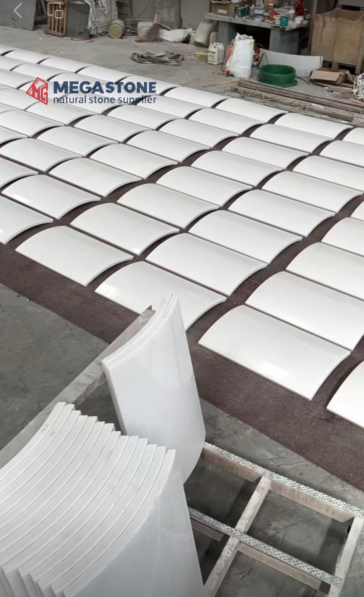 Crystal White Marble Curved Column Cladding