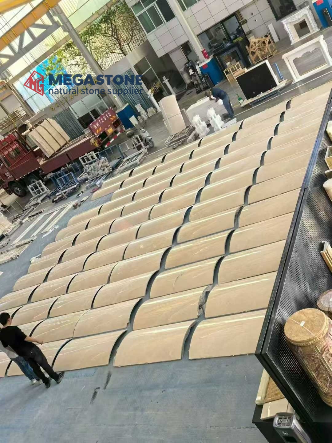 Custom Crema Uno Marble Curved Wall Cladding Panels
