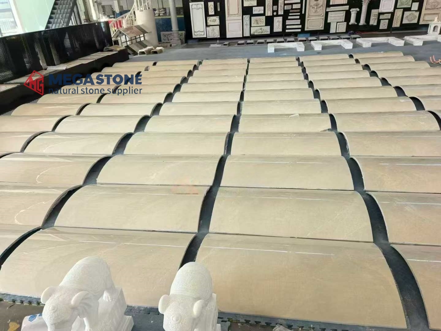 Custom Crema Uno Marble Curved Wall Cladding Panels