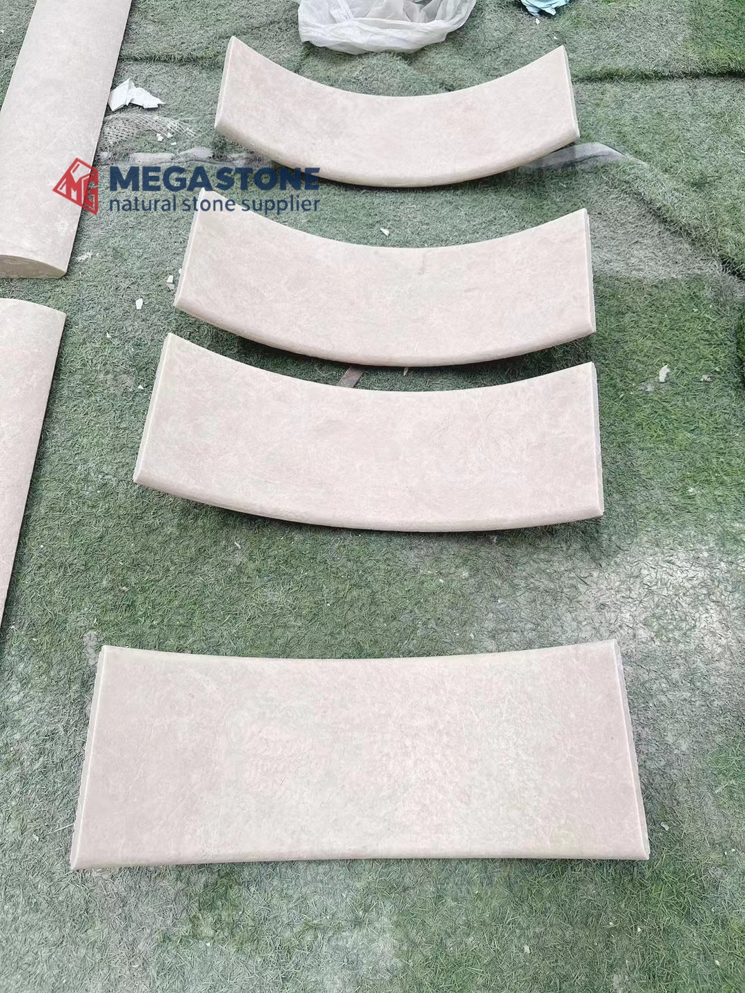 Ottoman Beige Marble Curved Panels in Acid Washed Finish