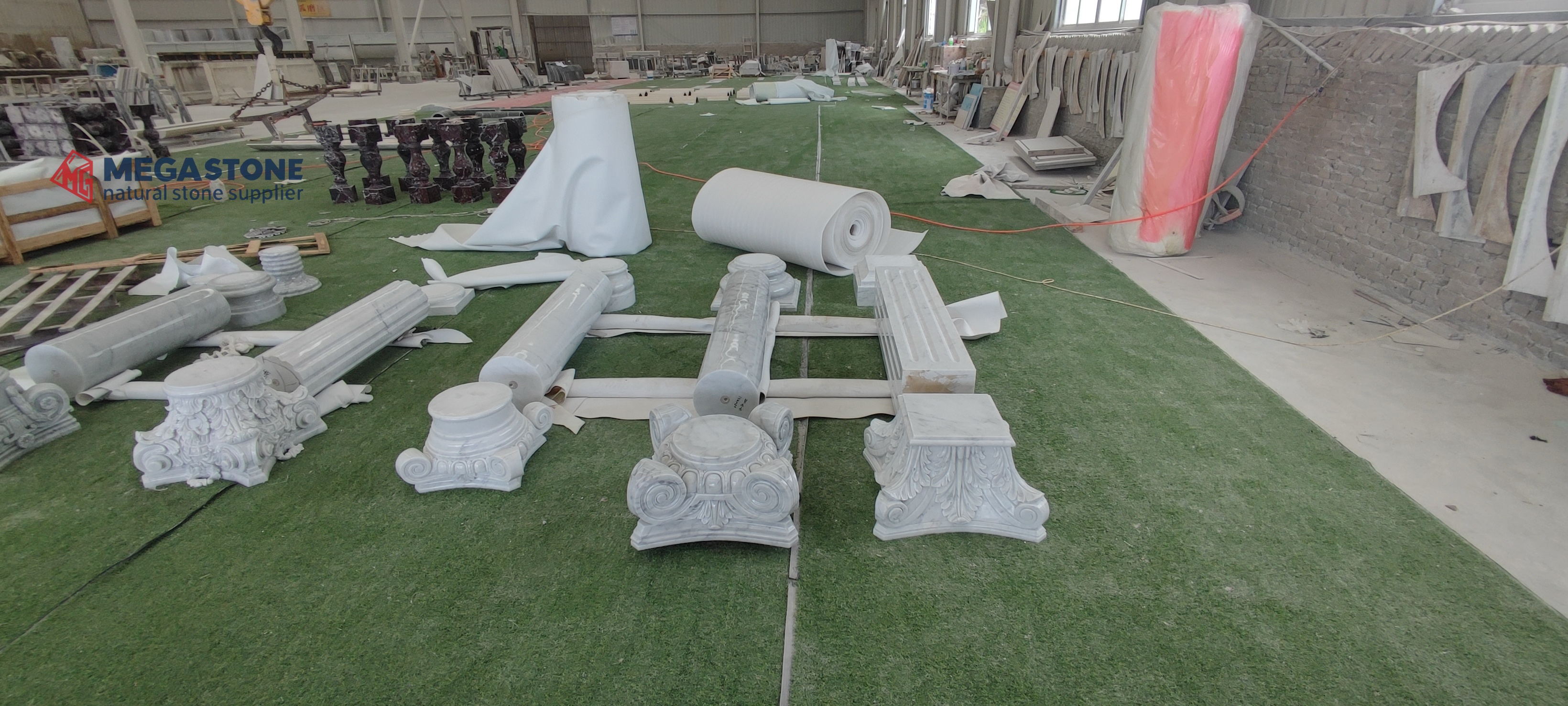Bianco Carrara Marble Roman Columns