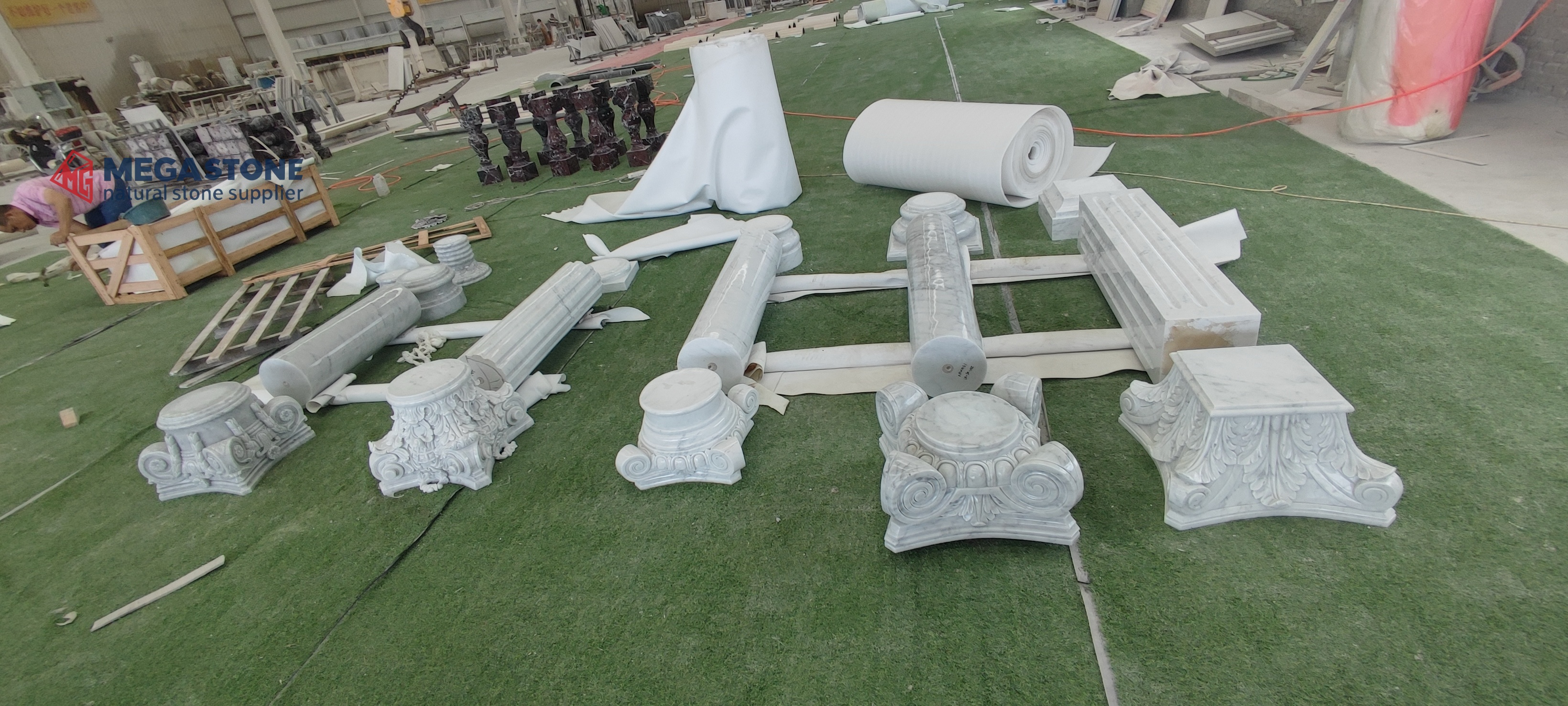 Bianco Carrara Marble Roman Columns