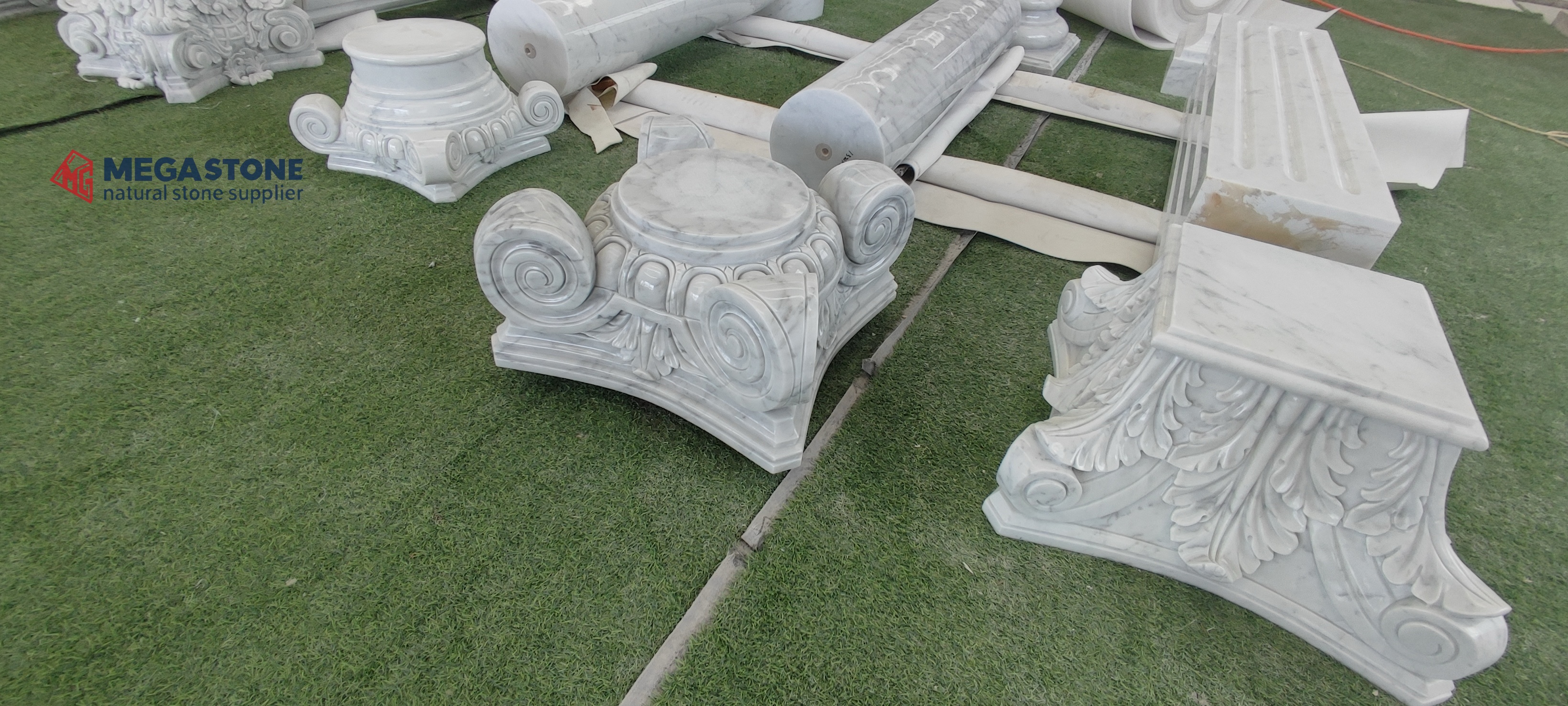 Bianco Carrara Marble Roman Columns