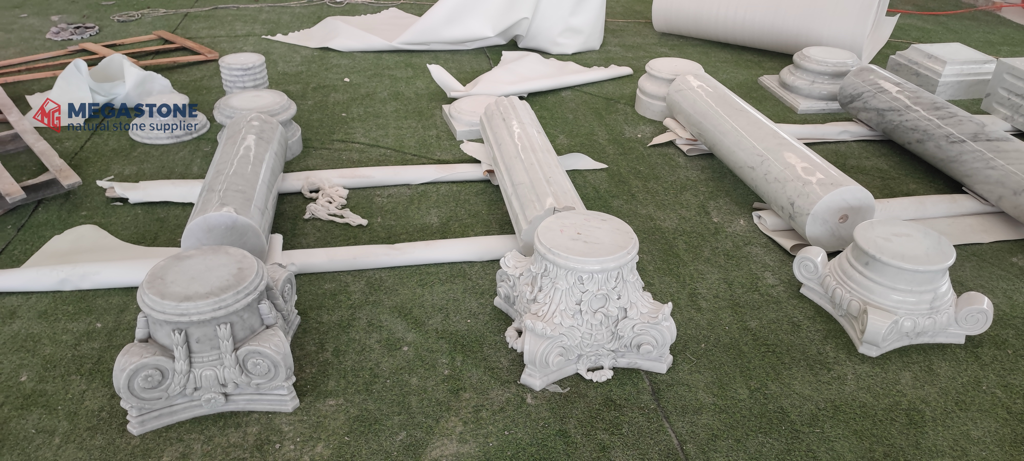 Bianco Carrara Marble Roman Columns