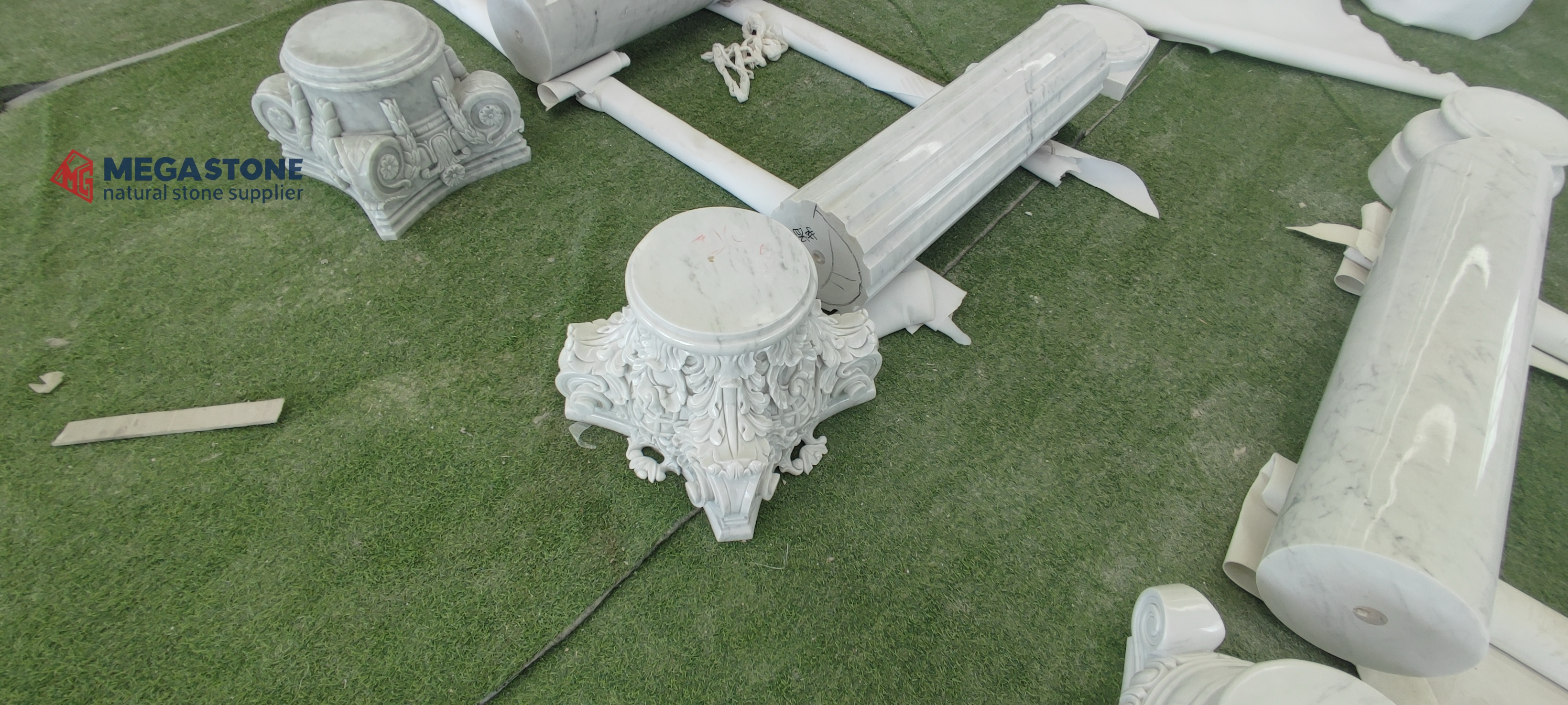 Bianco Carrara Marble Roman Columns