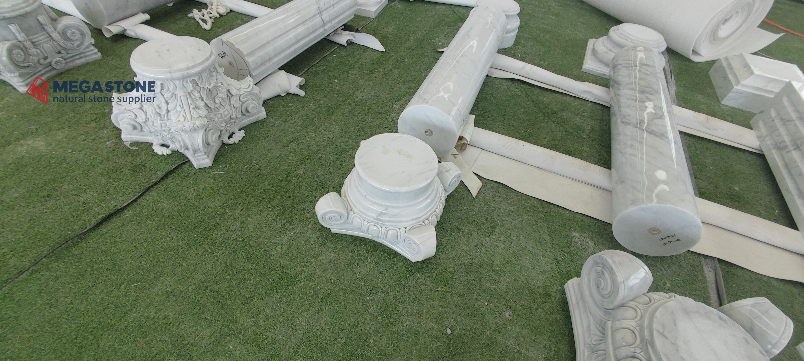 Bianco Carrara Marble Roman Columns