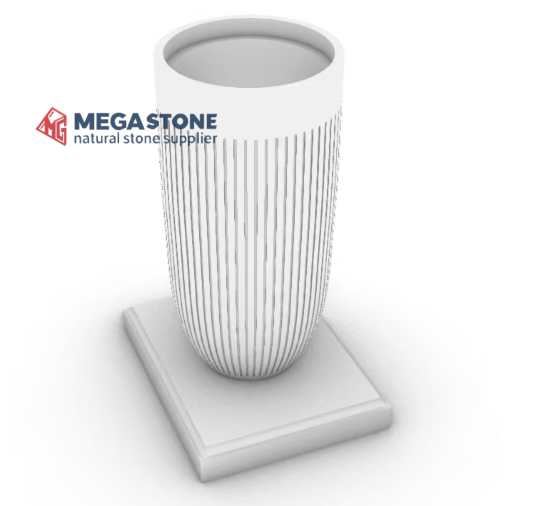 Modern Fluted Vratza Limestone Planter for Landscaping