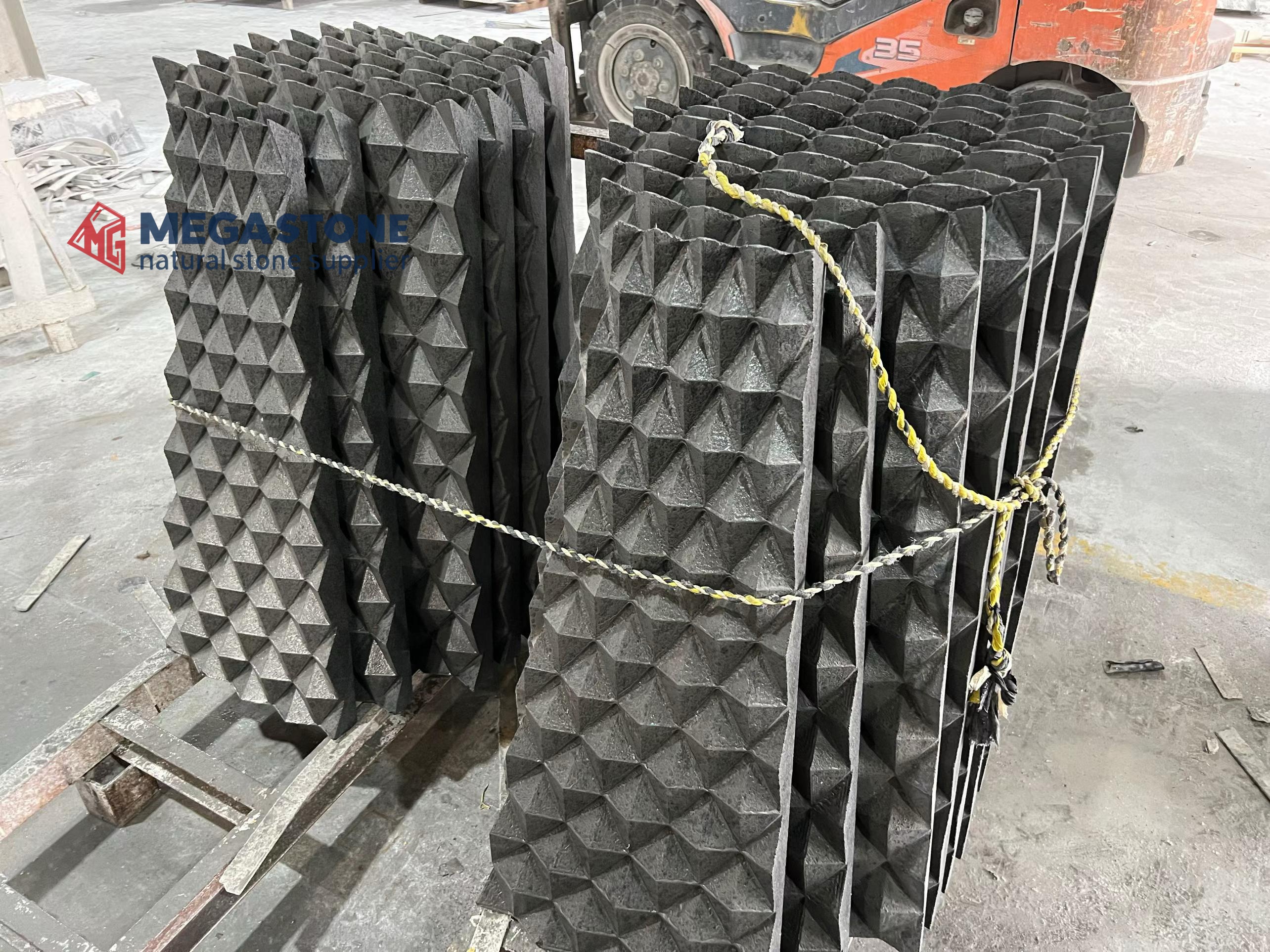 Angola Black Granite Diamond Cut Water Feature Panel