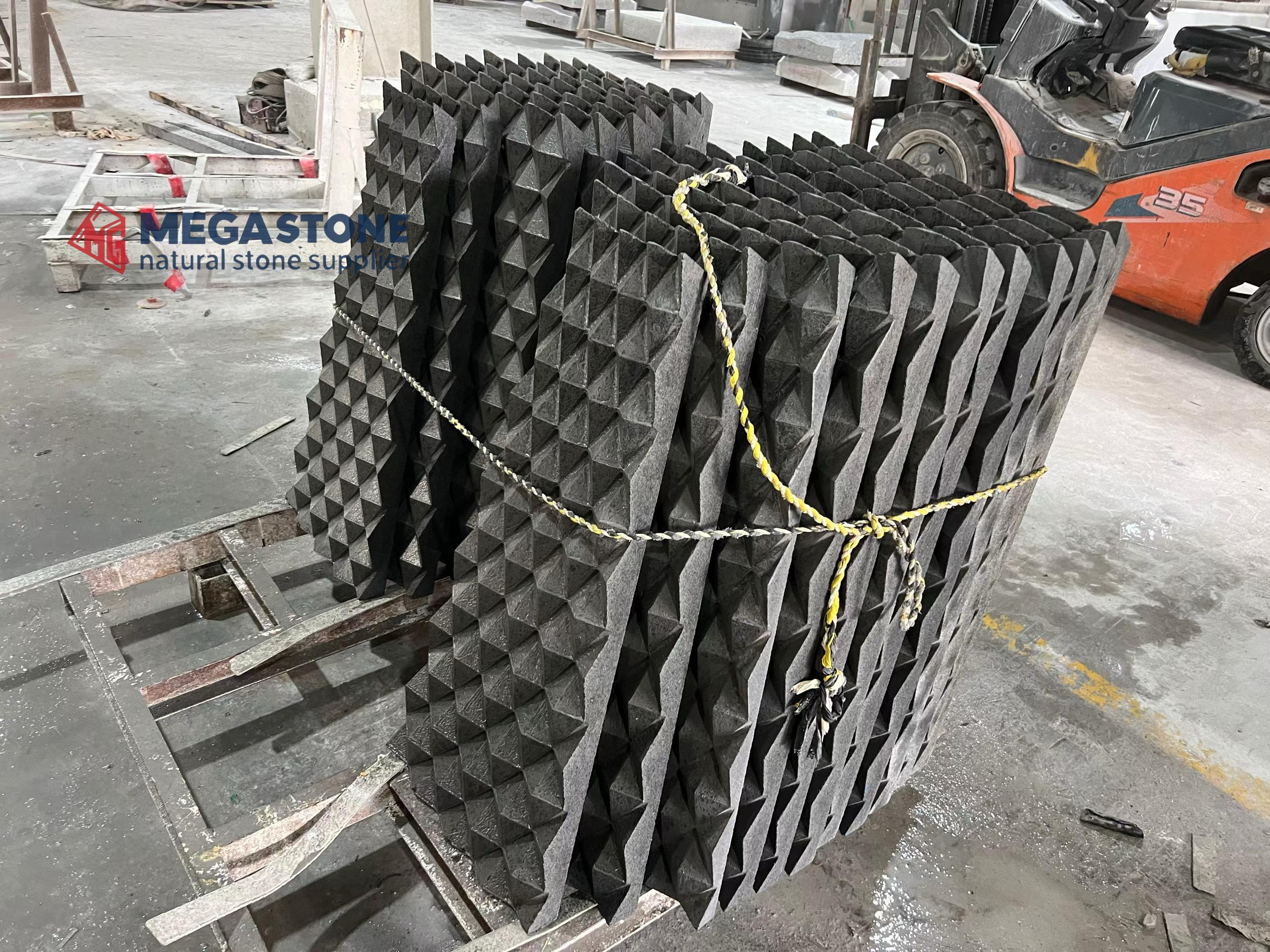 Angola Black Granite Diamond Cut Water Feature Panel