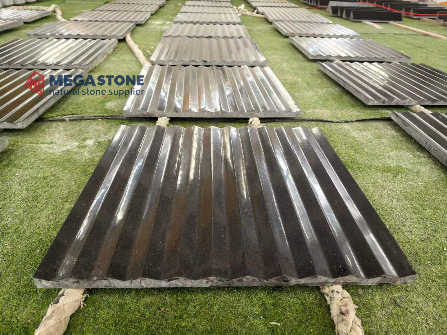 Premium Black Galaxy Granite CNC Carved Fluted Panels Polished 3D
