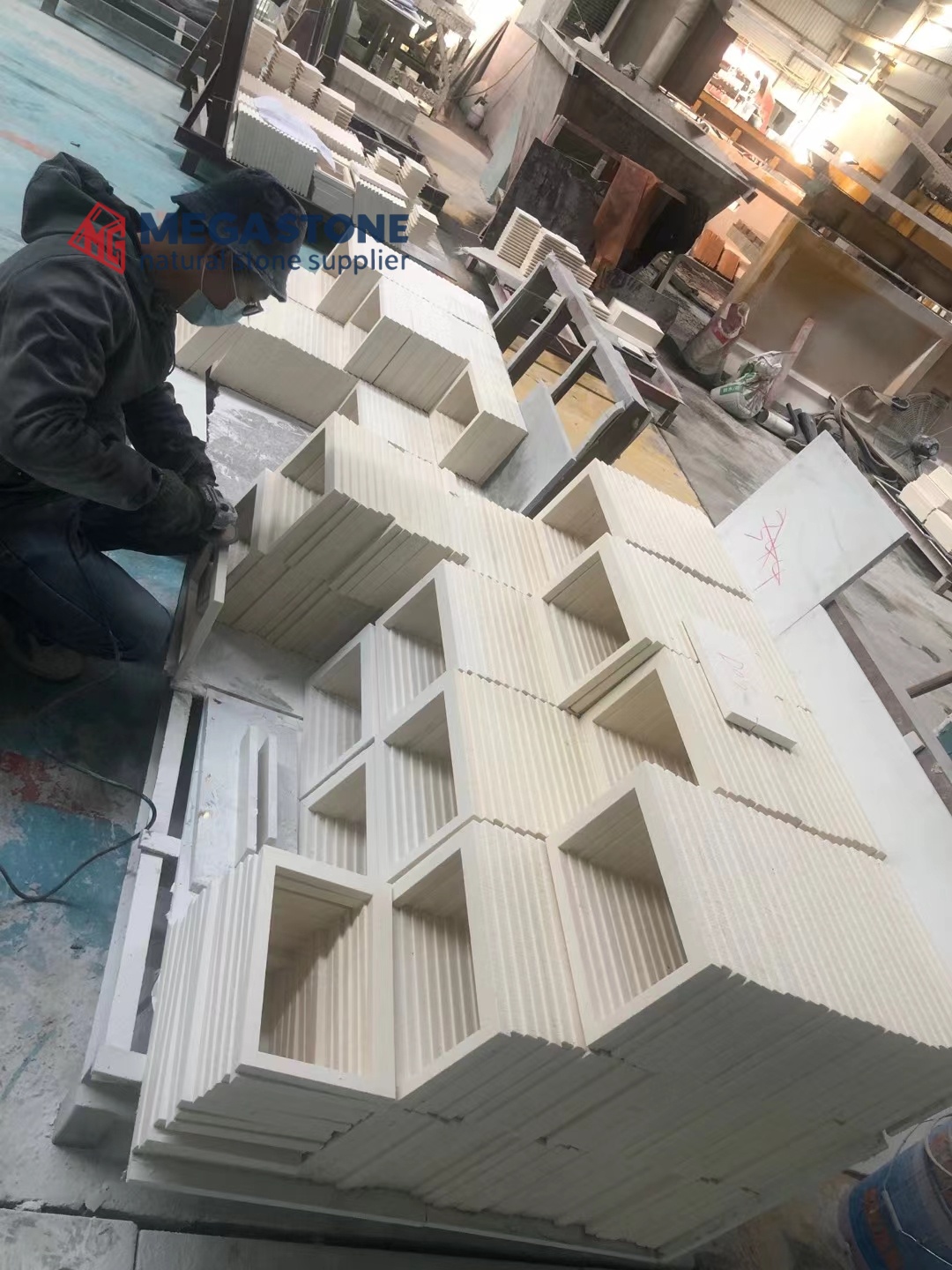 Benin White Limestone Feature Wall