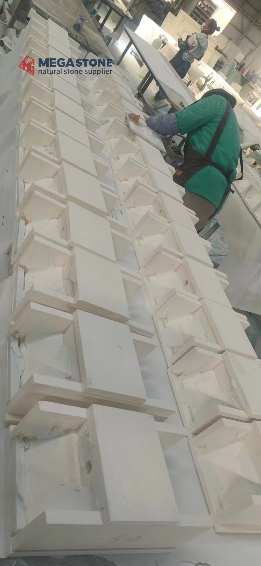Benin White Limestone Feature Wall