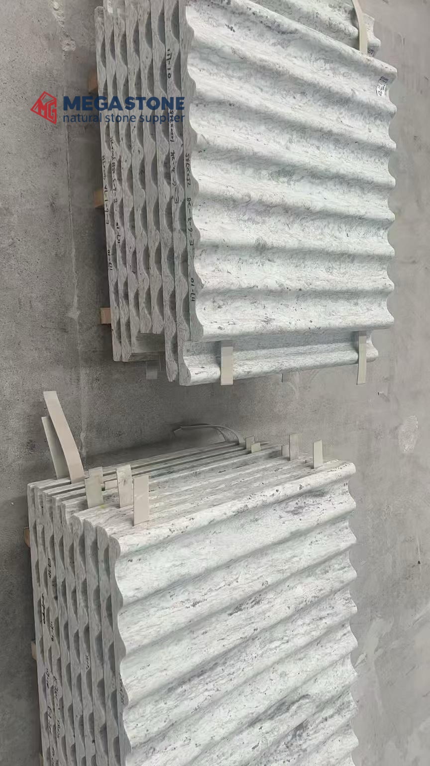 Textured Fluted River White Granite Feature Wall Panels