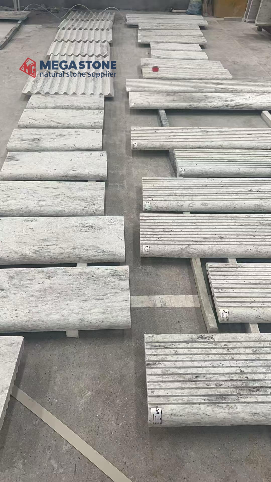 Textured Fluted River White Granite Feature Wall Panels