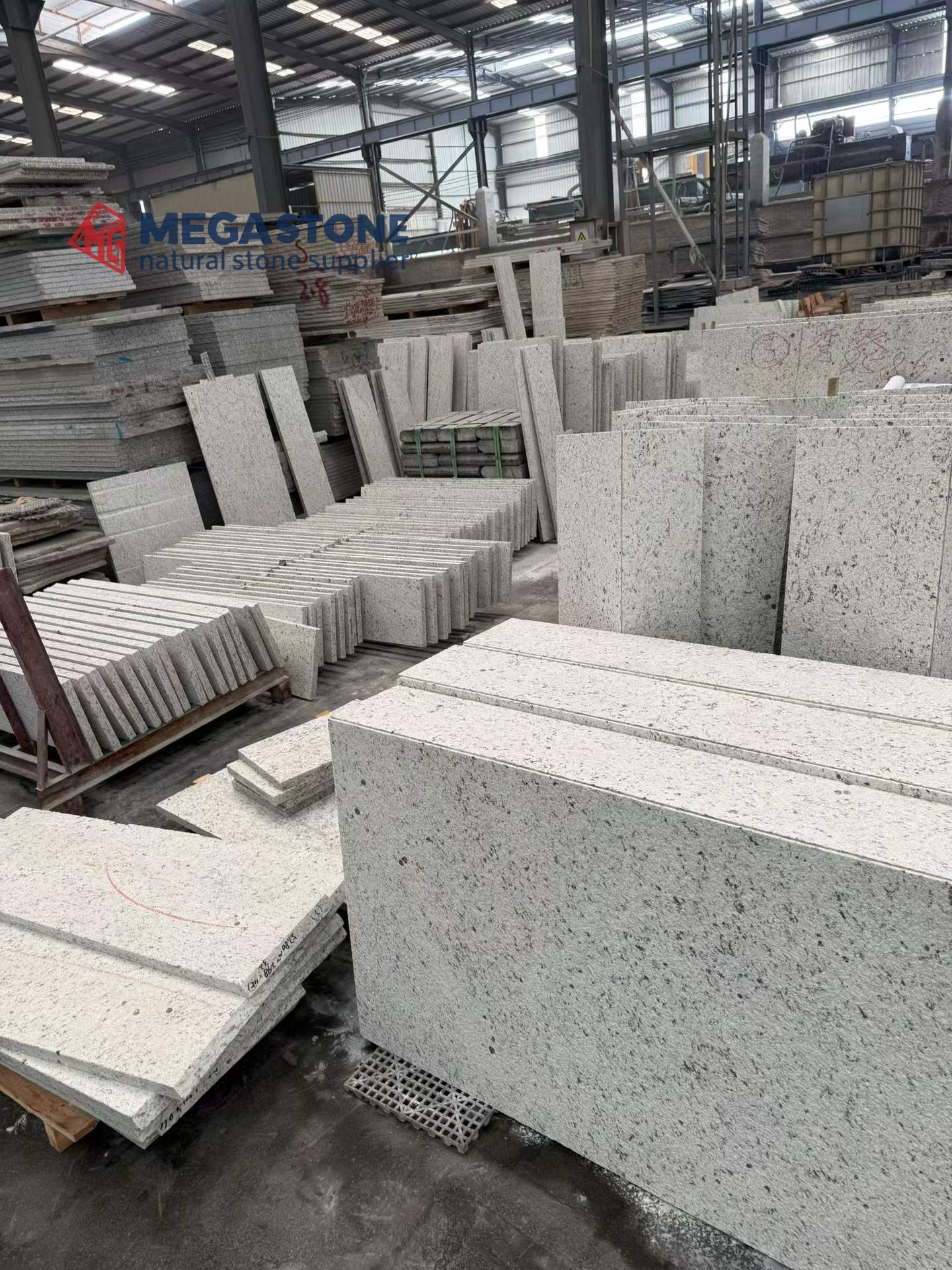 Bush-Hammered White Ornamental Granite Cut To Size
