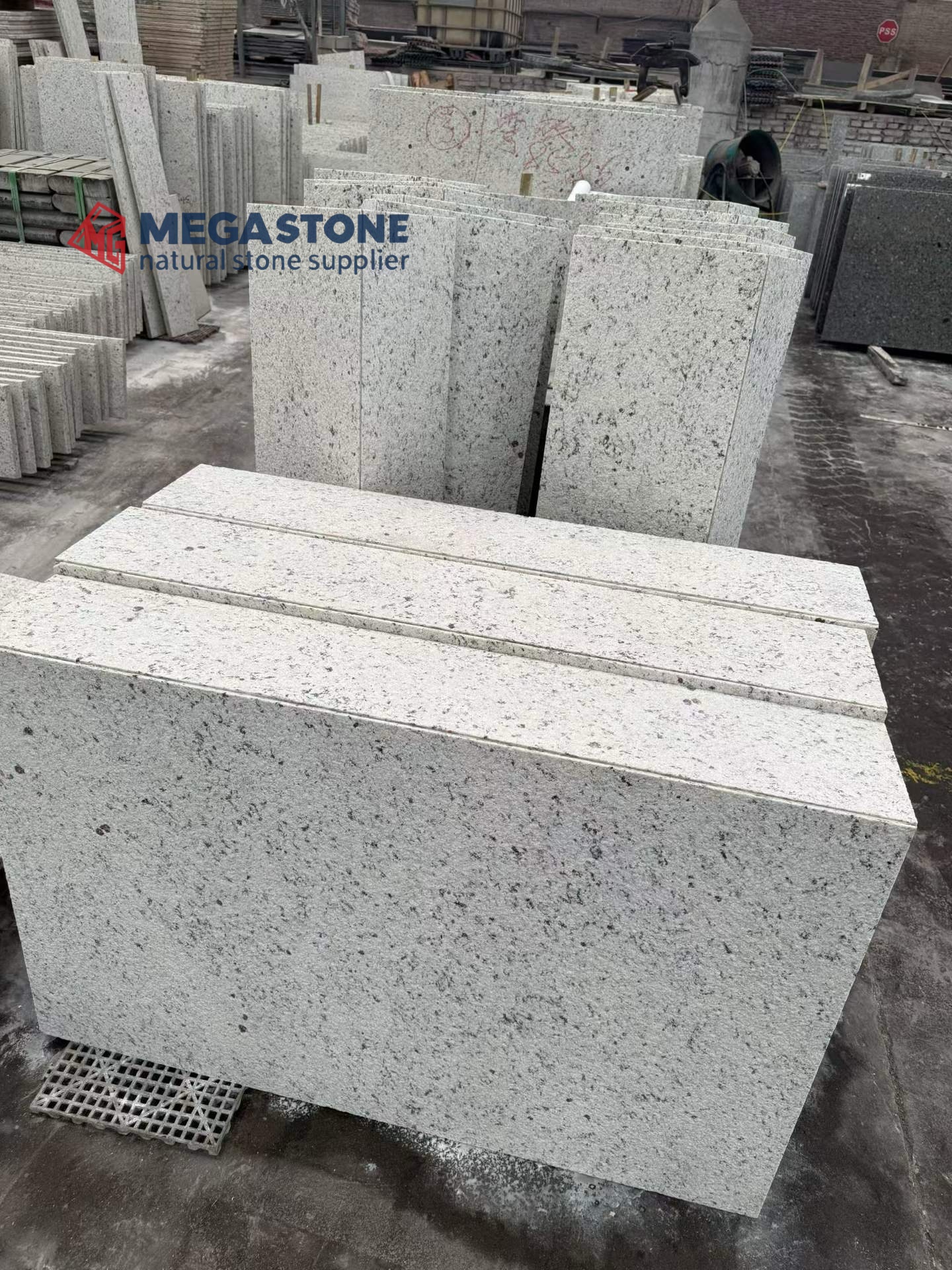 Bush-Hammered White Ornamental Granite Cut To Size