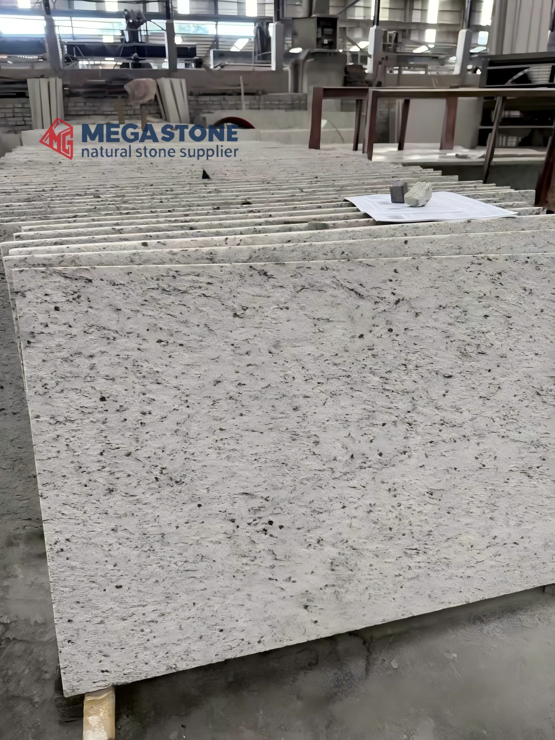 Bush-Hammered White Ornamental Granite Cut To Size