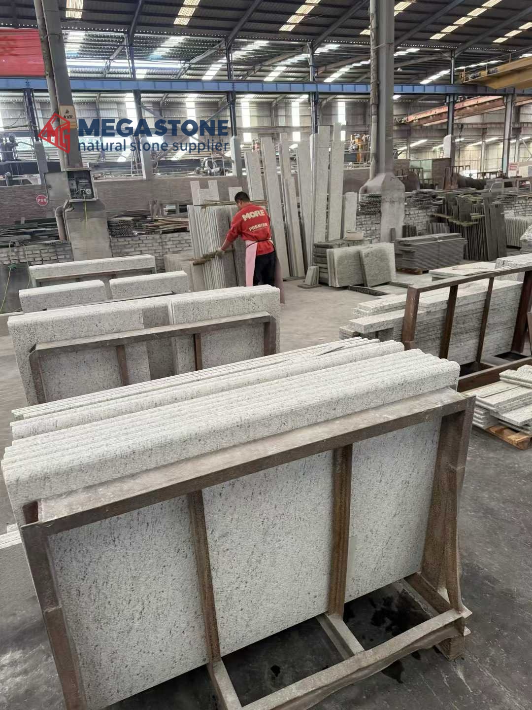 Bush-Hammered White Ornamental Granite Cut To Size
