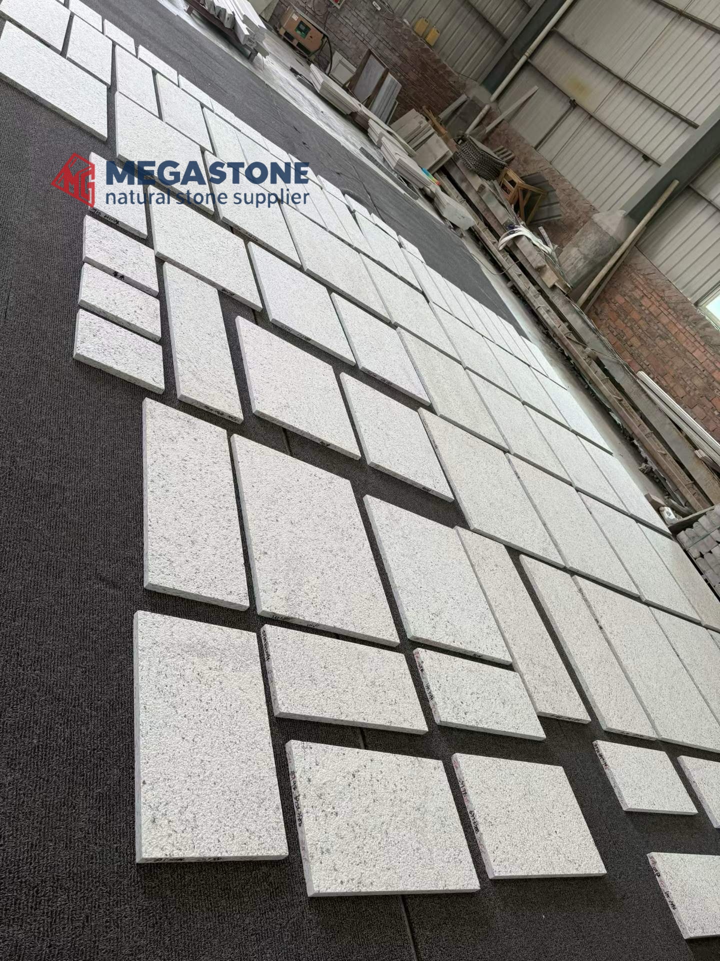 Bush-Hammered White Ornamental Granite Cut To Size