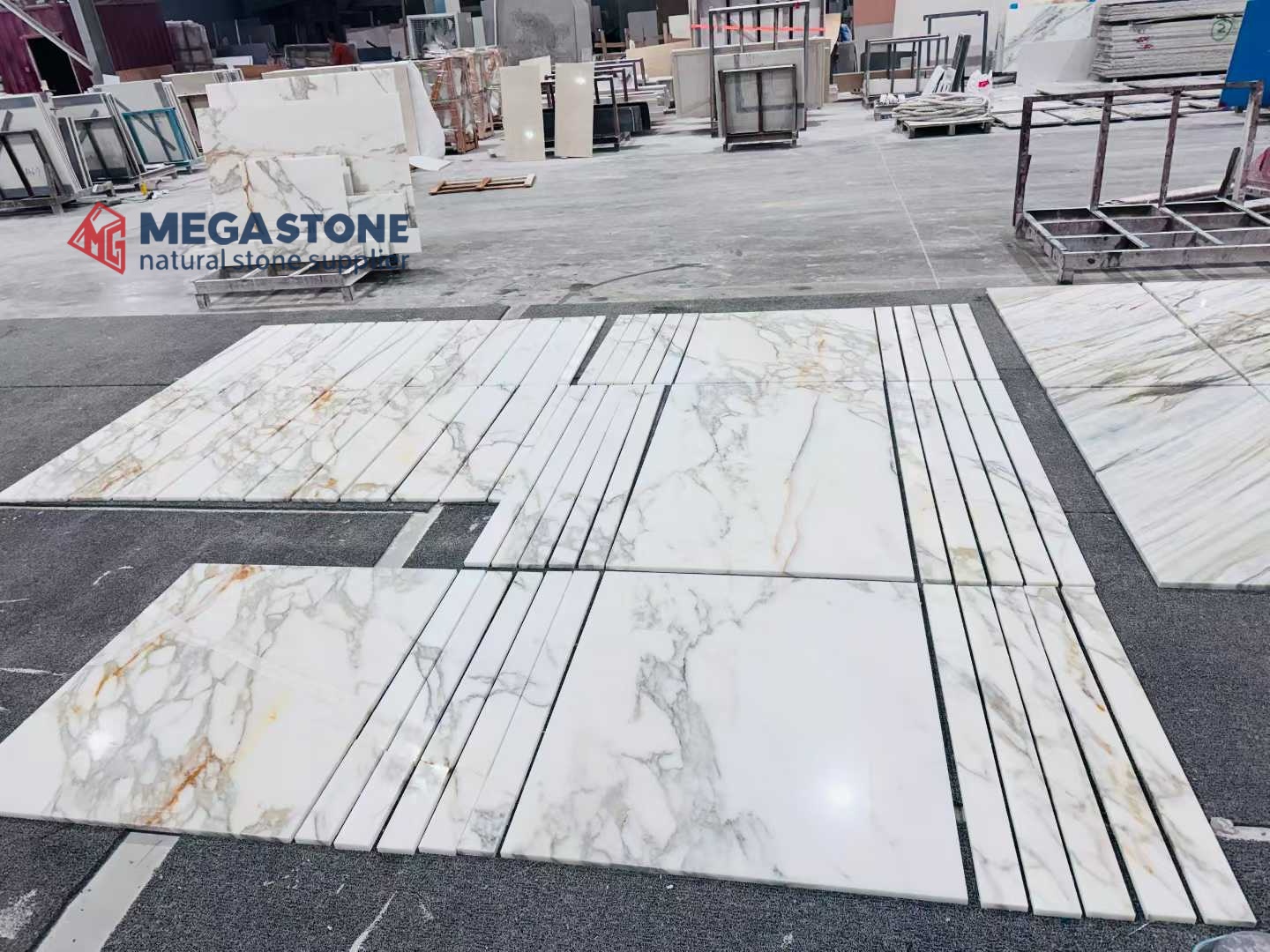 High End Calacatta Gold Marble Tiles for Interior Flooring