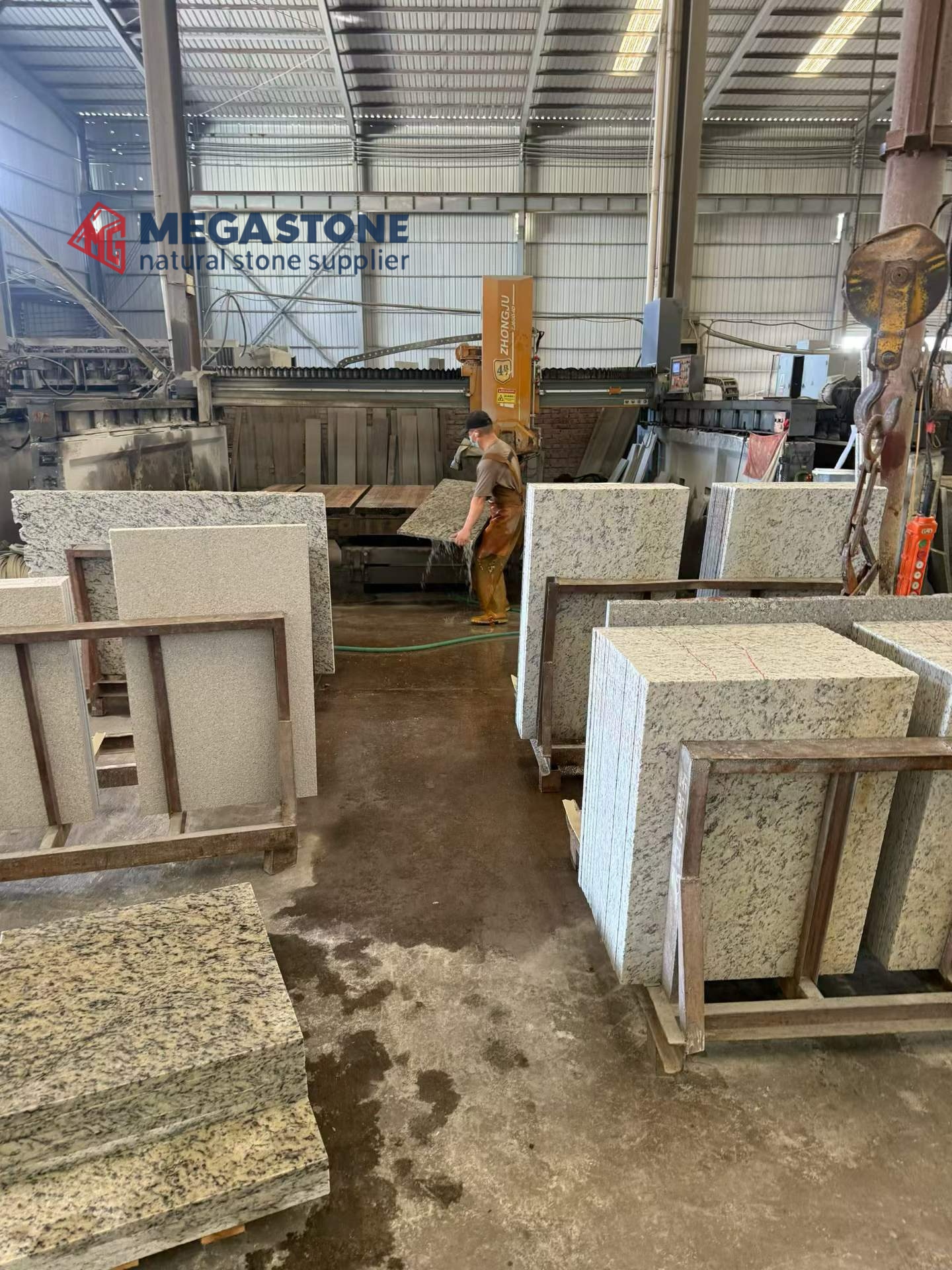 Premium White Ornamental Granite Polished Big Slabs Cut To Size