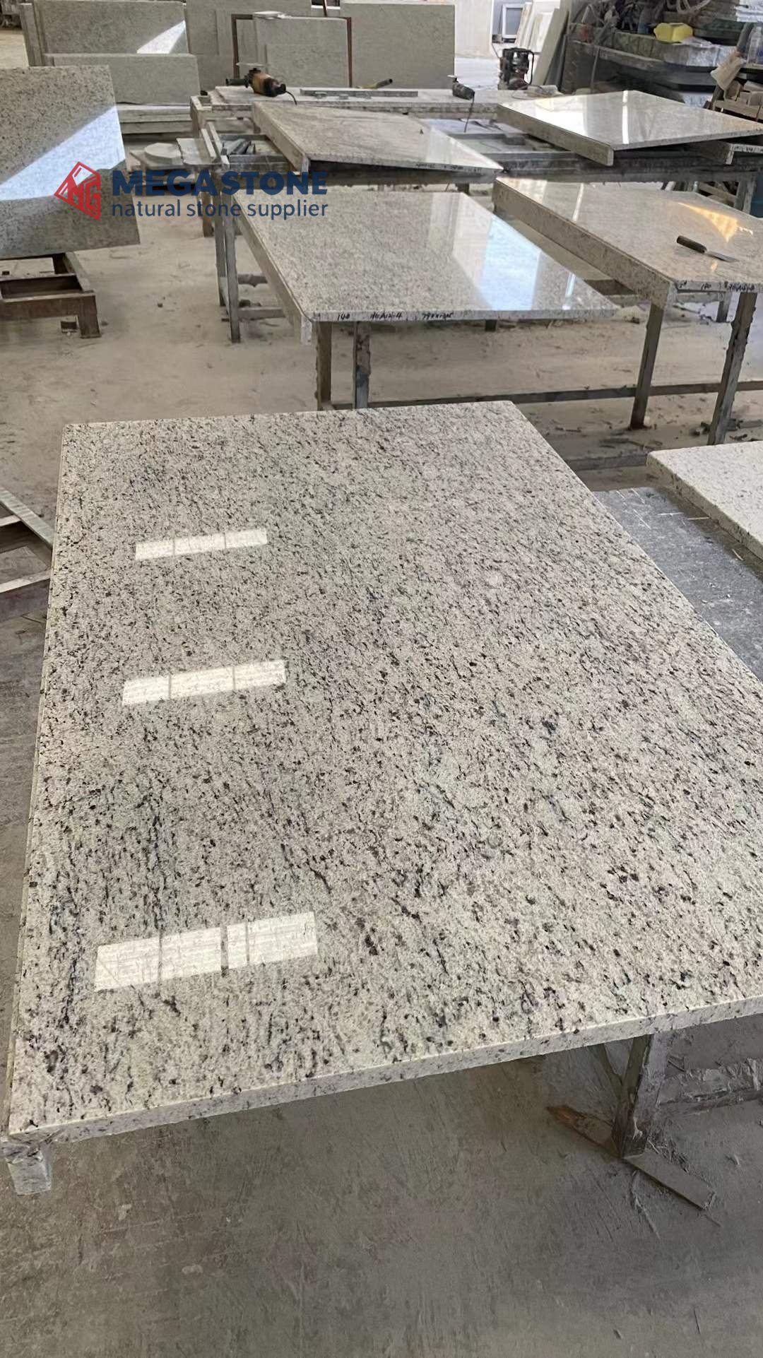 Premium White Ornamental Granite Polished Big Slabs Cut To Size