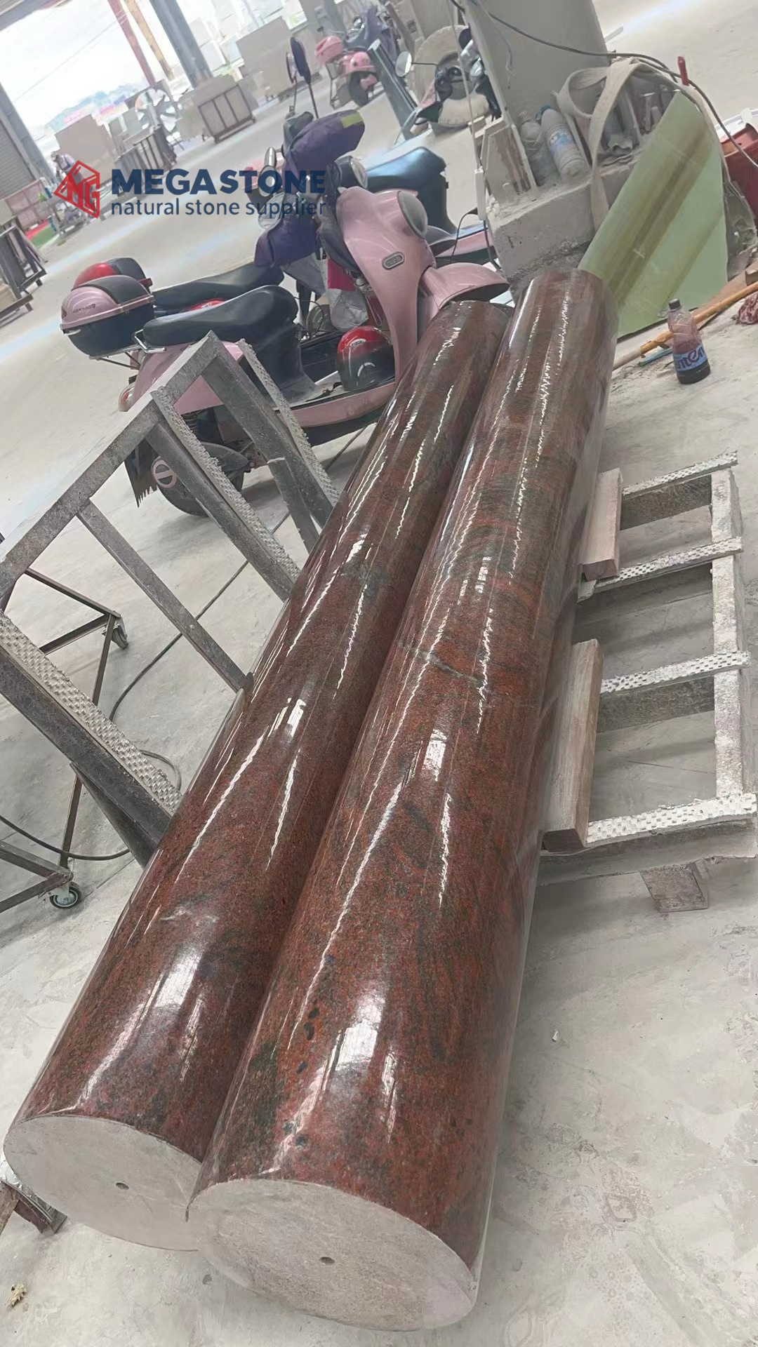 Multicolor Red Granite Oversize Solid Columns Custom Made