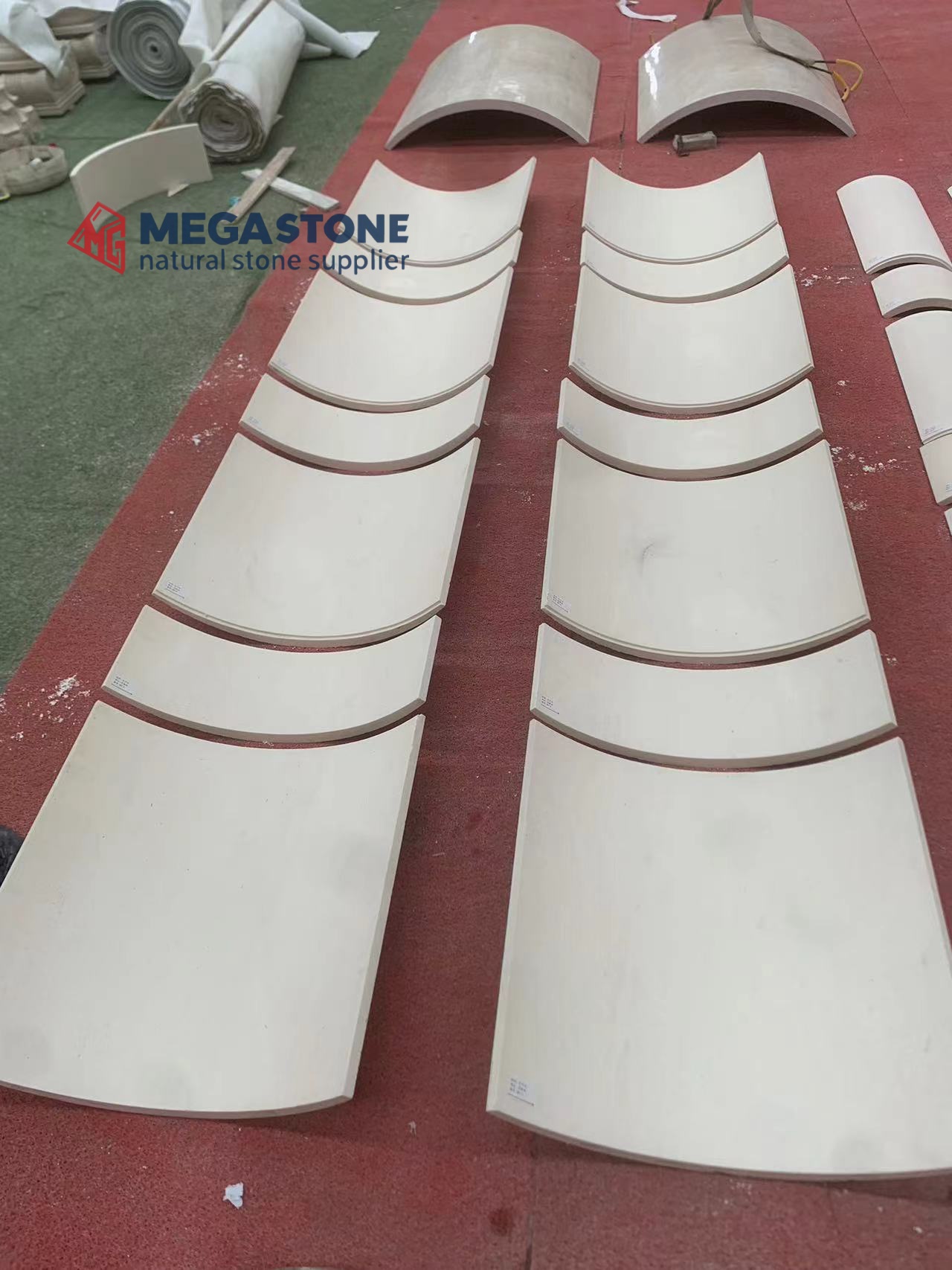 Benin White Limestone Curved Panels for Facade Cladding