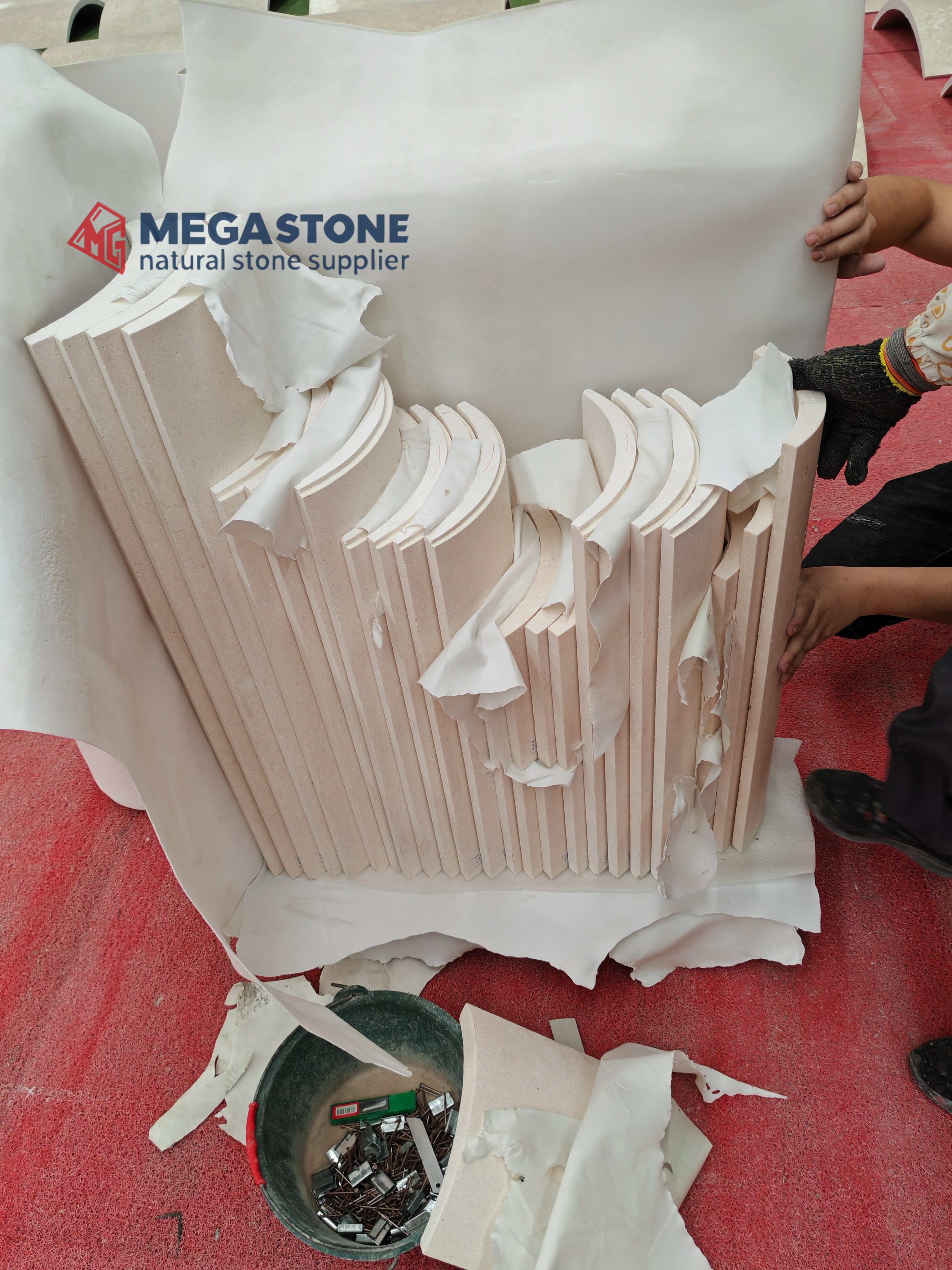 Benin White Limestone Curved Panels for Facade Cladding