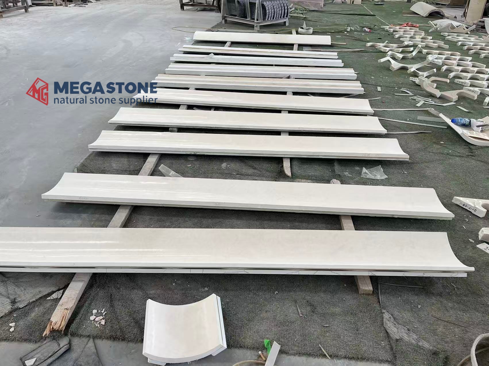 Benin White Limestone Curved Panels for Facade Cladding