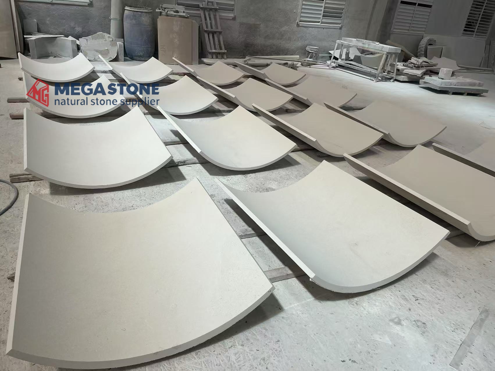 Benin White Limestone Curved Panels for Facade Cladding
