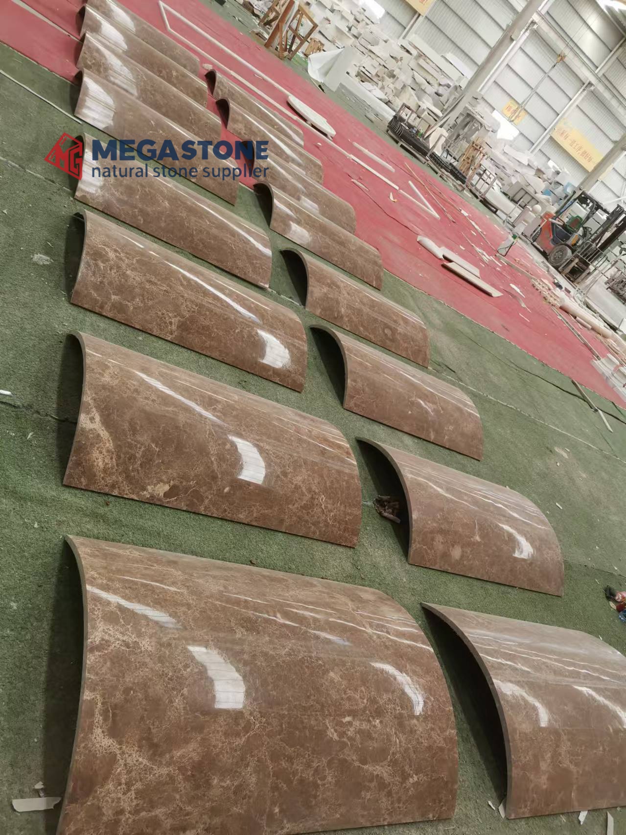 Light Emperador Marble Curved Panels for Hollow Column and Building Facade Cladding