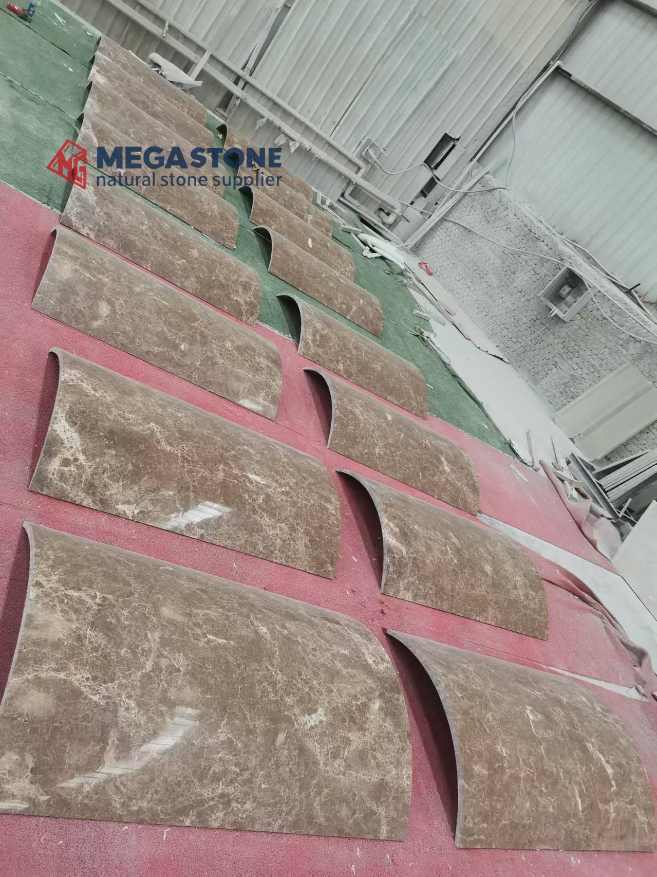 Light Emperador Marble Curved Panels for Hollow Column and Building Facade Cladding