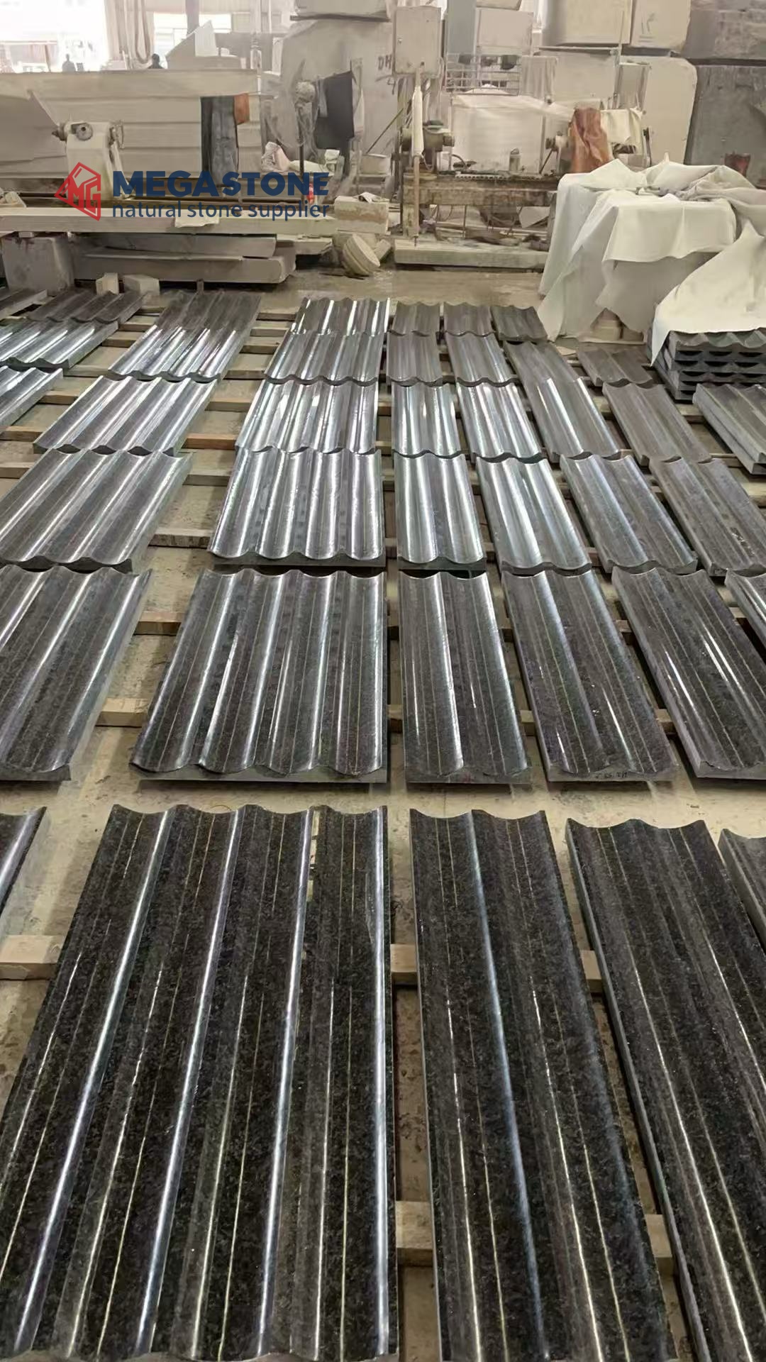 Angola Black Granite Fluted Wavy Panels for Wall Cladding and Decorative Facade