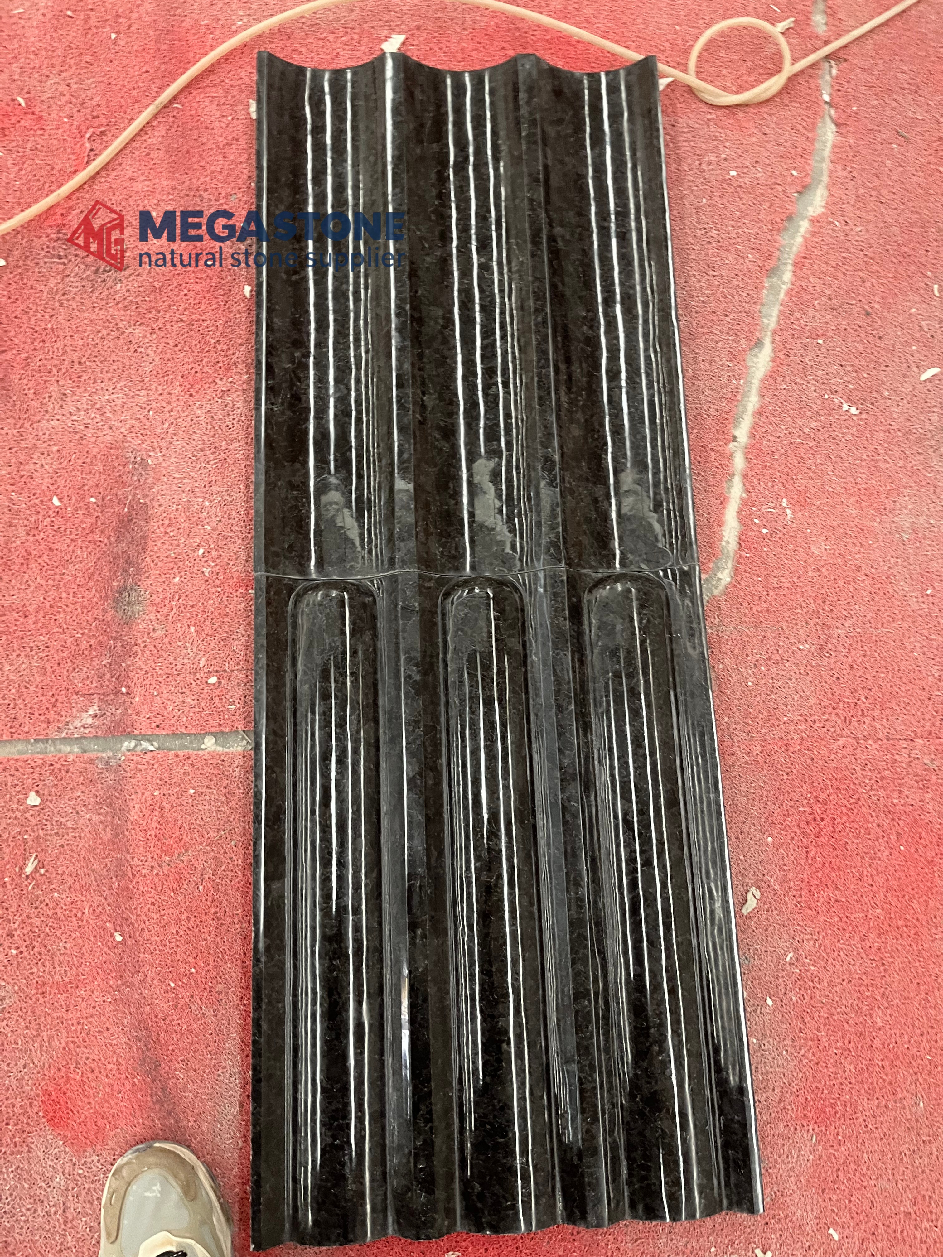 Angola Black Granite Fluted Wavy Panels for Wall Cladding and Decorative Facade