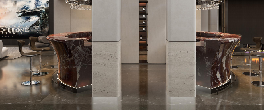 Double‑Curve Stone Bar Counter Panels