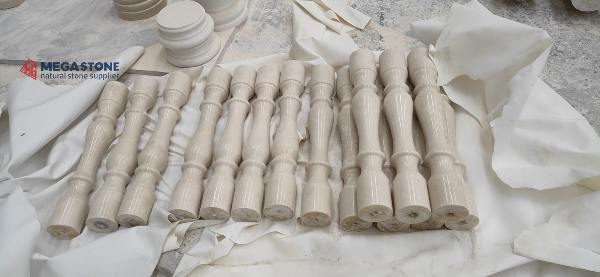 Turkish Aran White Marble Turned Baluster for Staircase and Balcony Railing