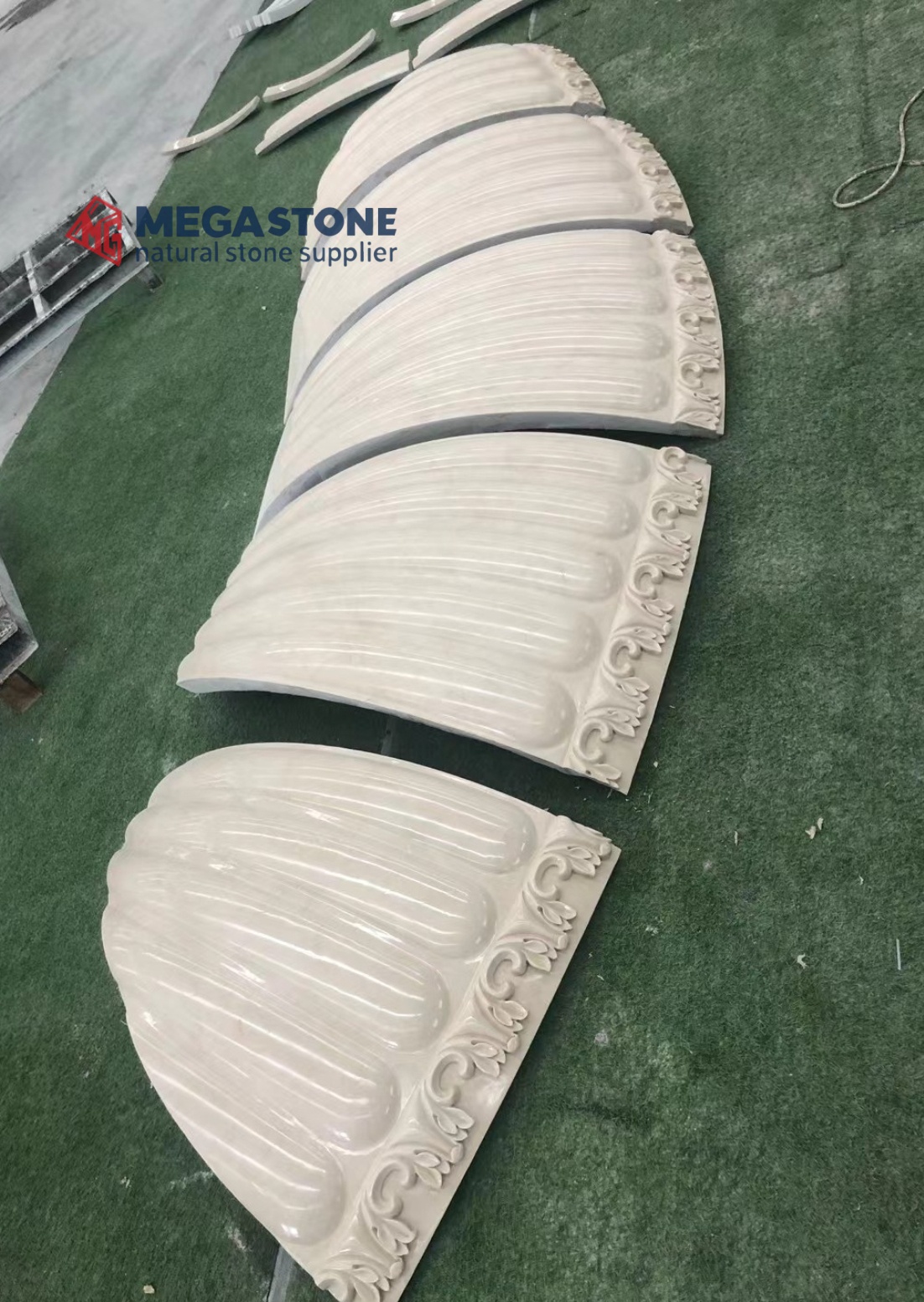 Royal Botticino Marble Curved Balcony Carved Panels
