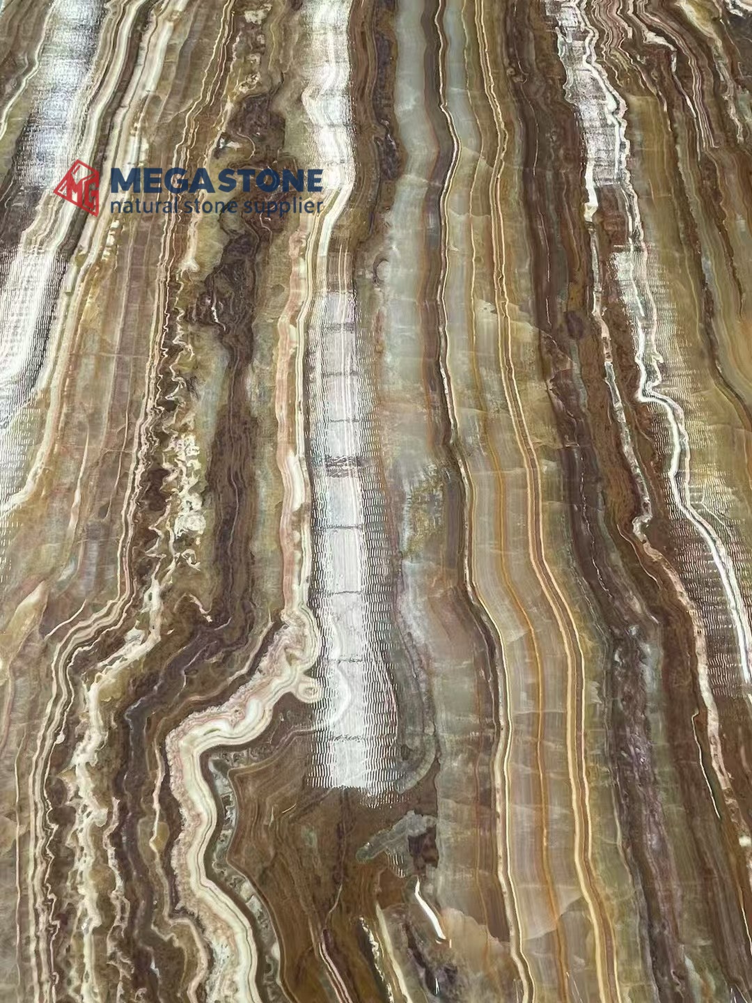 Luxury Natural Tiger Onyx Cut To Size Polished Flooring Tiles For Villa