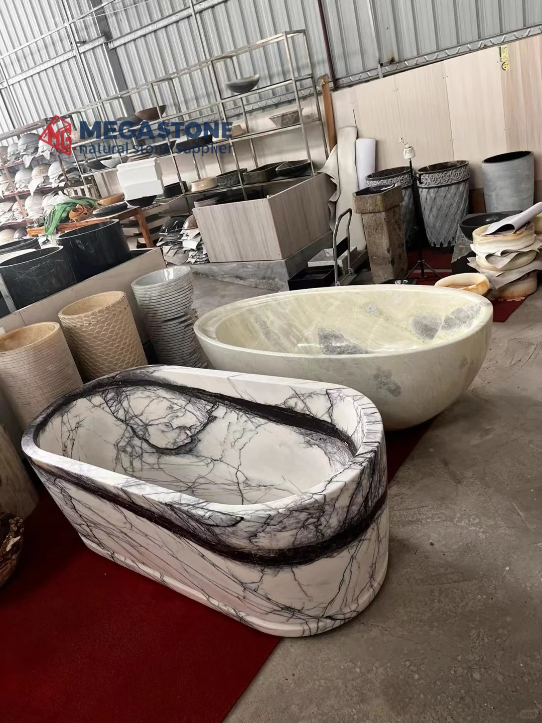 New York Lilac White Marble Bathtub