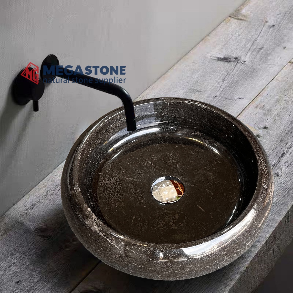 Abalone Grey Marble Chess Round Shape Wash Basin