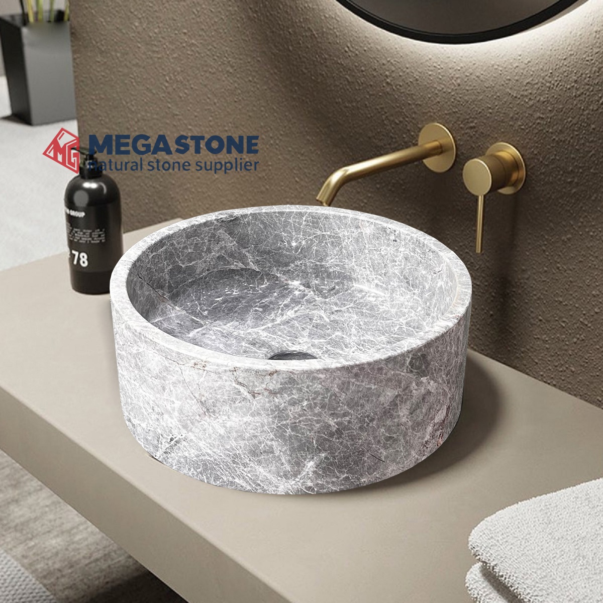 Tundra Grey Flat Bottom Round Wash Basin
