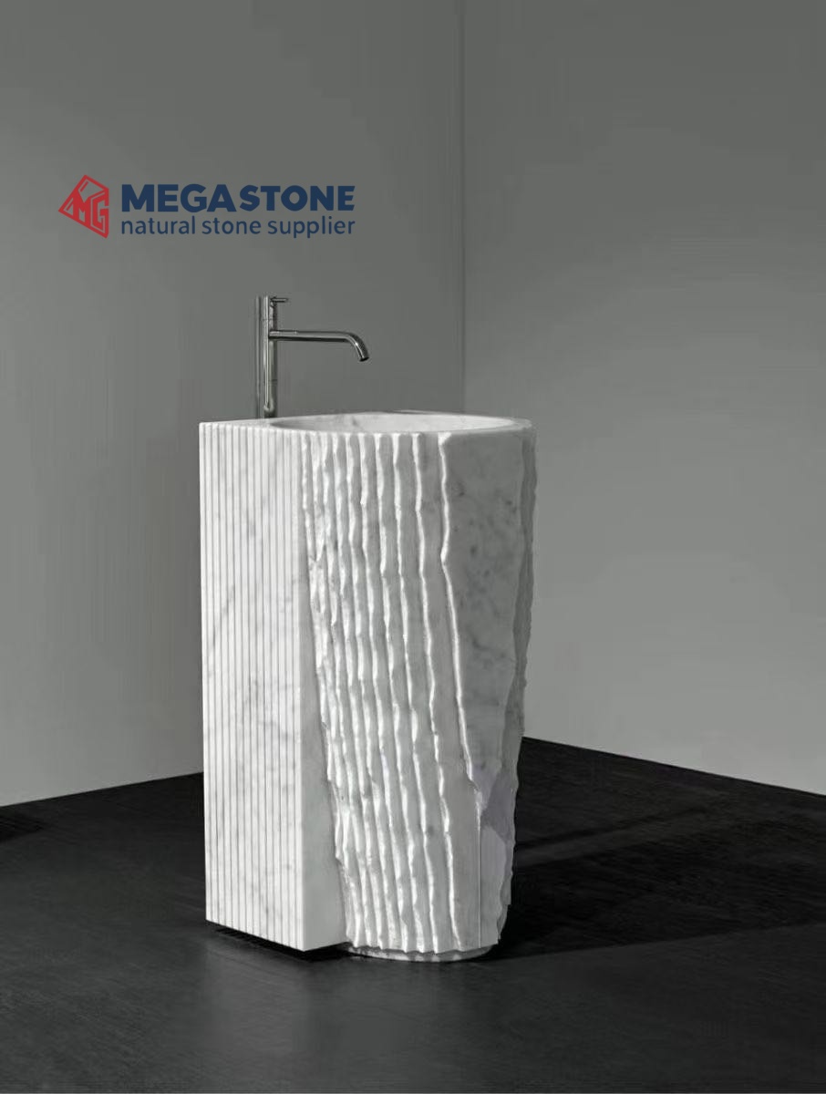 Carrara White Design Freestanding sink Pedestal Sink
