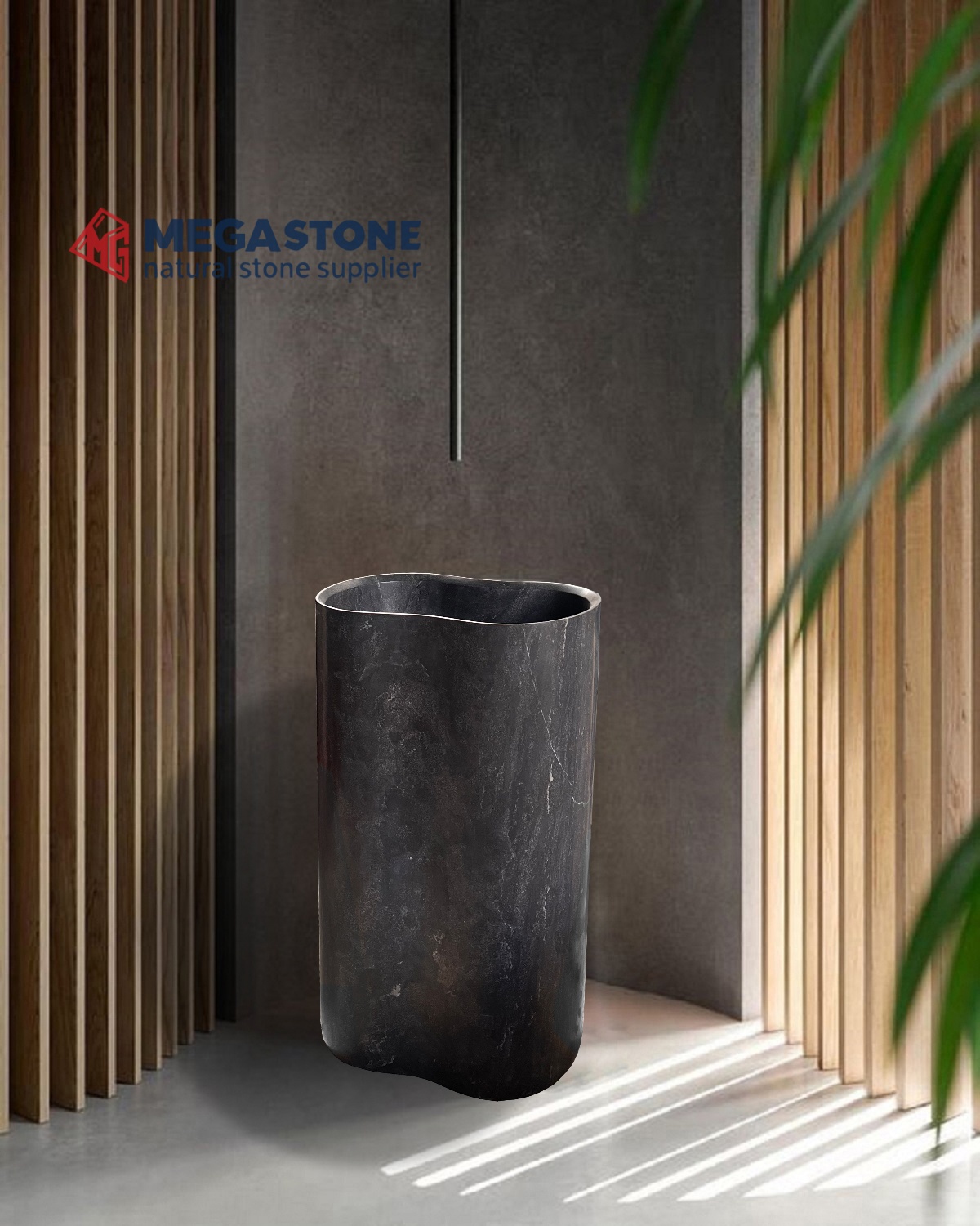 Grey Marble Oval Pedestal Basin