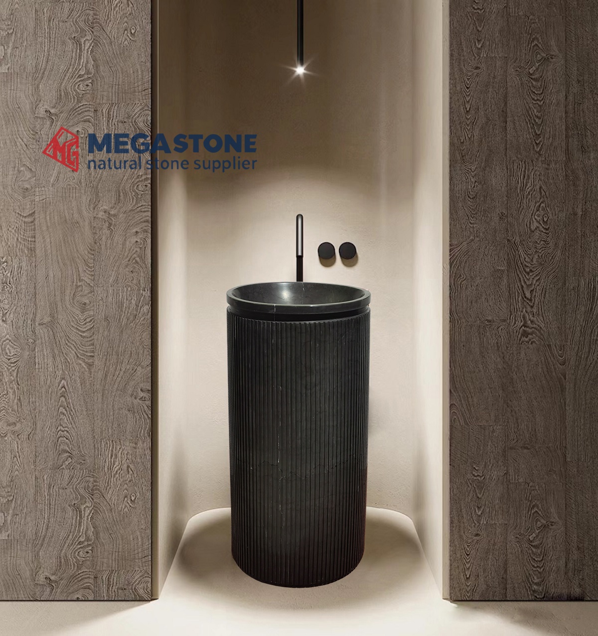 Pietra Grey Fluted Freestanding Sink Pedestal Sink