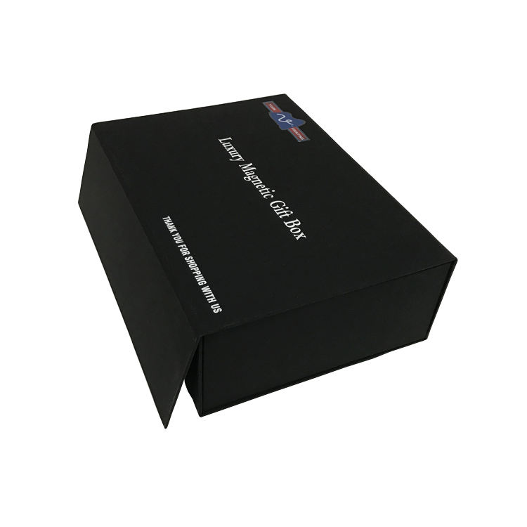 Black Gift Box with Flip Magnetic Closure Custom Logo